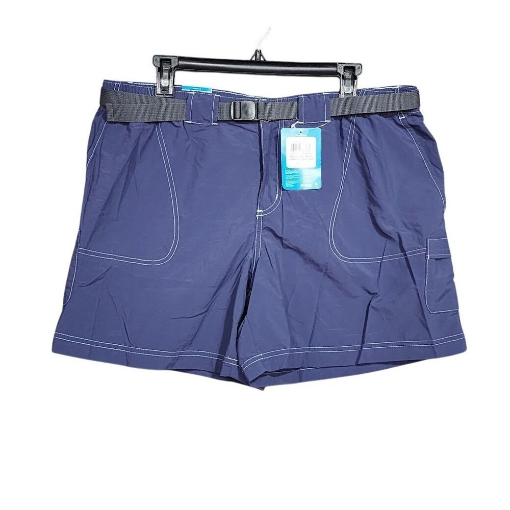 Columbia Cargo Shorts XL Nylon Belted‎ Regular Fit Sandy River Blue 6"